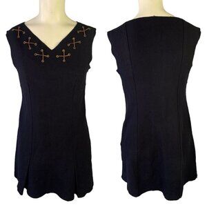 PHILOSOPHY DI ALBERTA FERRETTI BLUE NAVY MINI  DRESS SHORT SLEEVE BOHEMIAN DRESS